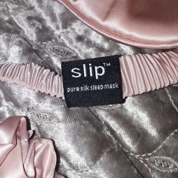 Slip Silk 100% Blush Silk Eye Mask & Slip 100% Silk Hair Tie Scrunchie Lot Set - Picture 5 of 10